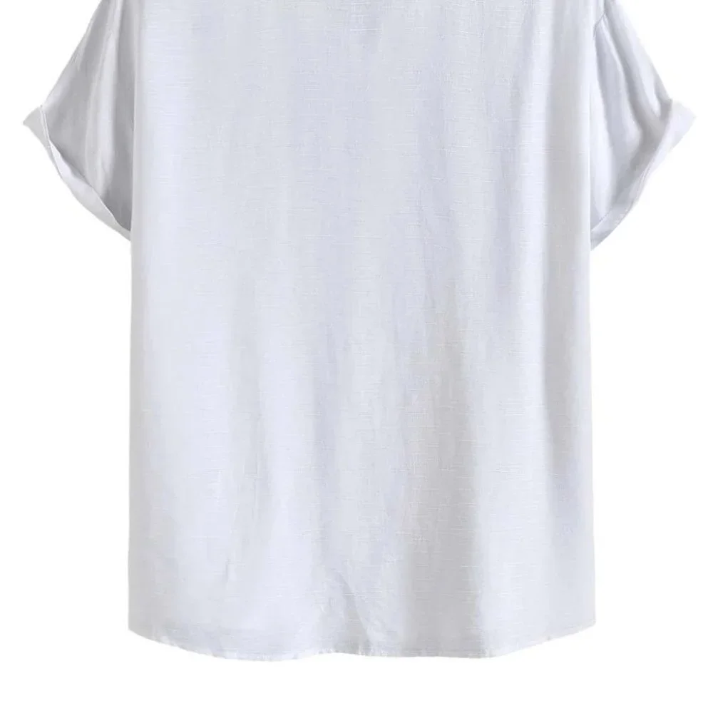 White Men's Collared Shirt Casual - Picture 4 of 6